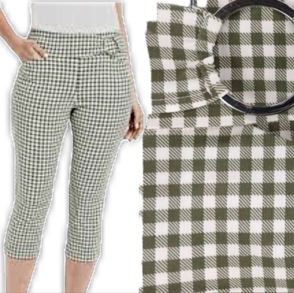 Maurices Bengaline Mid Rise Plaid Capri Dress Pant
